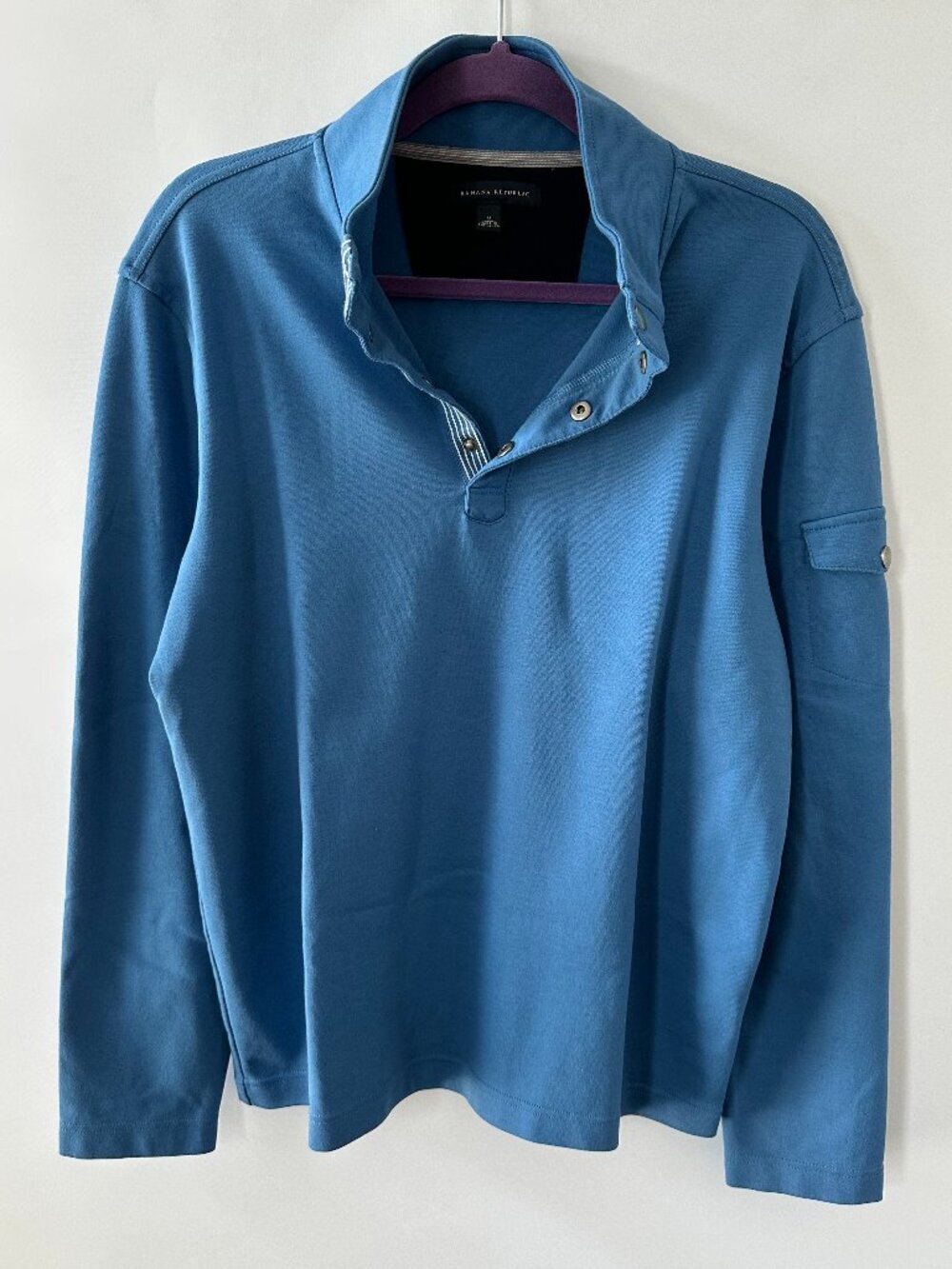 Banana Republic Medium Blue Men's Half Button Up Sweatshirt 100% Cotton